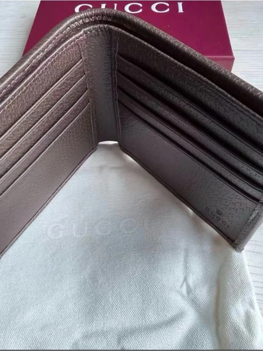 Gucci Brown Leather & Green-Red Web Stripe Card Holder with Gold GG